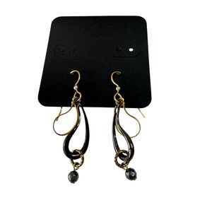 Women’s Gold & Gun Metal Black Dangle Earrings Elegant classy‎ Y2K Quiet Luxury